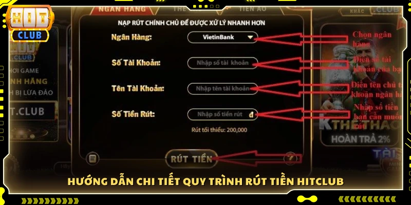 Quy trình từng bước rút tiền tại Hit Club